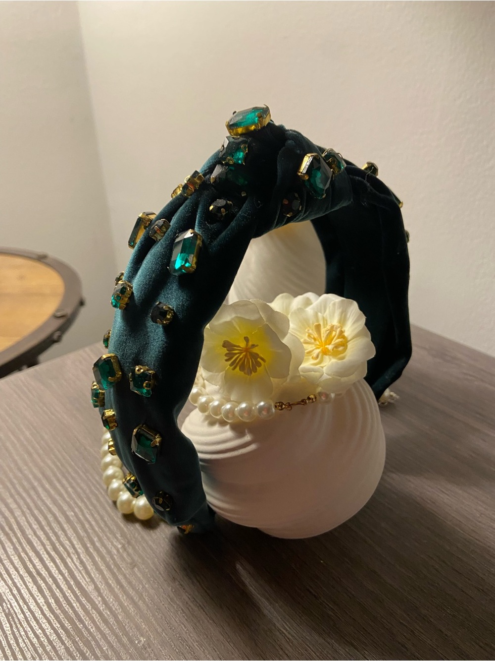 Emerald Green Jeweled Knot Headband - Women Accessories